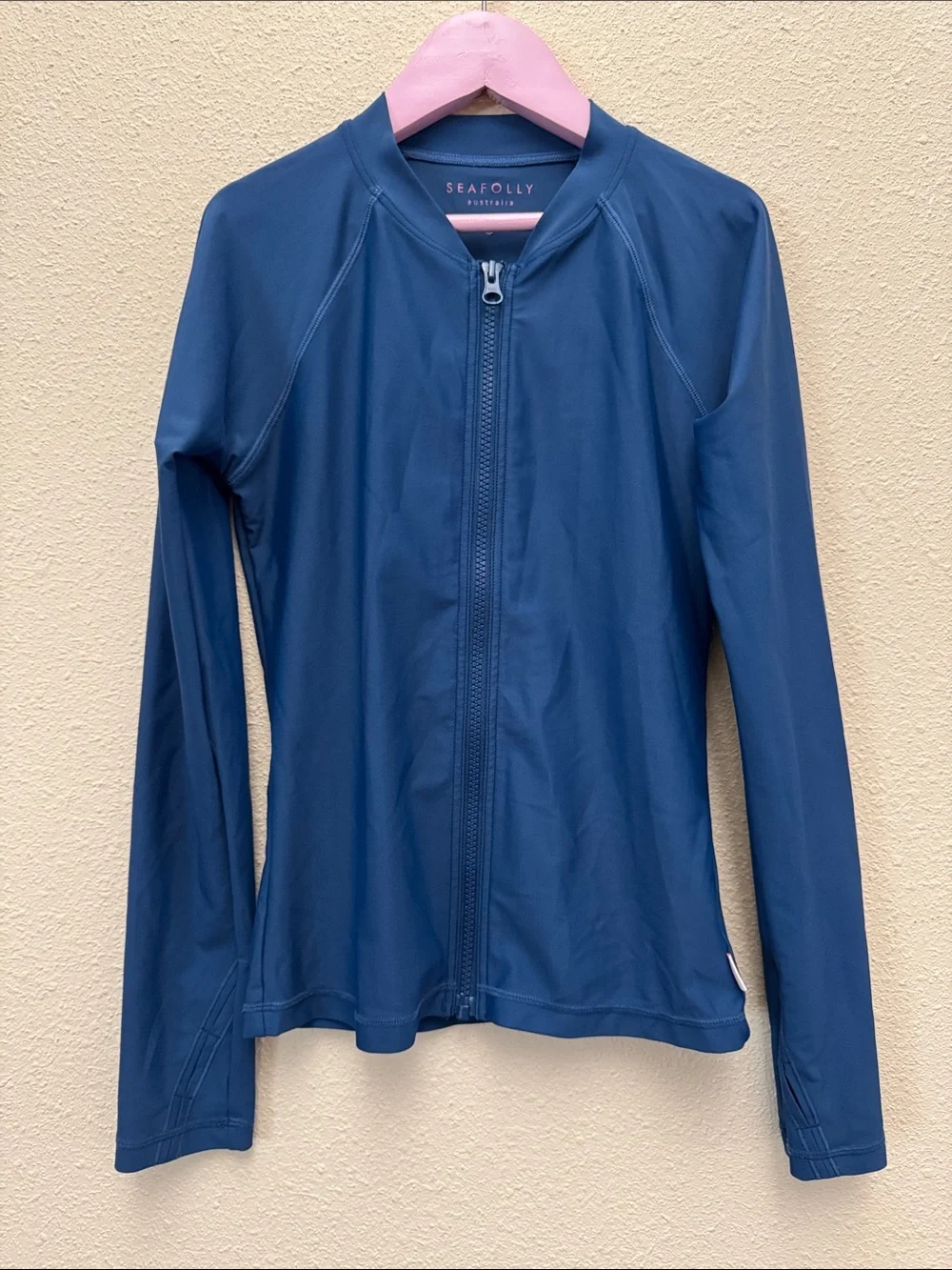 Seafolly Girls UV  Rash Top Indigo Blue Full-Zip Long Sleeve Rash Guard Size 12